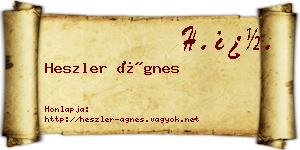 Heszler Ágnes névjegykártya